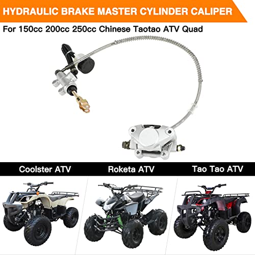 FVRITO Rear Foot Disc Hydraulic Brake Master Cylinder Caliper Assembly for 150cc 200cc 250cc Taotao Coolster Roketa Vitacci Peace SunL RPS Icebear Chinese Go Kart ATV Quad 4 Wheeler Dune Buggy