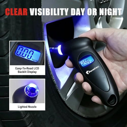 Digital Tire Pressure Gauge,Accurate Cars Air Gauge 150 PSI,2 Pack - color: Black(2PK), size: 2 Pack