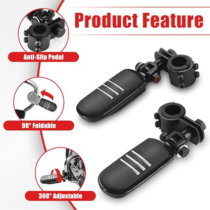 Goldfire Motorcycle Footpegs Engine Guard Footrest 1.25" Highway Pegs,32mm Adjustable For Harley Road Glide Street Glide Softail Glide Sportster Glide Electra Glide Road King Accessoreis