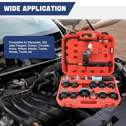 DASBET 18PCS Radiator Pressure Leakage Tester Tool Kit - color: Red