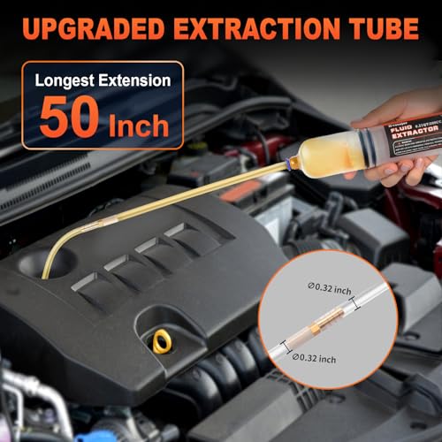 H-veenjor 200 CC Automotive Fluid Extractor Pump with Soft Hose & Two Tubes - size: 200CC