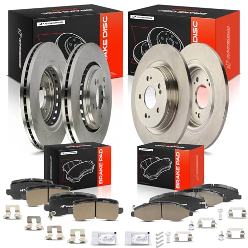 A-Premium Front Vented and Rear Solid Brake Rotors and Ceramic Pads Kit - style: 2018-2023