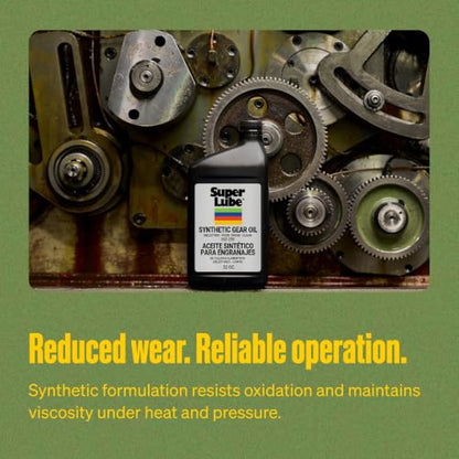 Super Lube Synthetic Gear Oil - Heavy Duty Synthetic Machinery Oil for Truck & Auto Maintenance - NSF H1 Food Grade Gear Lubricant - ISO 220 - Translucent Amber - Bottle - 1 qt (54200) - size: ISO 220 - 1qt Bottle
