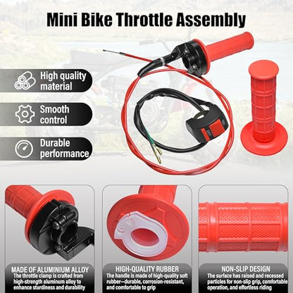 Universal Mini Bike Throttle Assembly&Cable Kit | Direct Replacement for Coleman BT200X,CT200U/EX,MB200&Predator 212cc/196cc Engines | Fits Most 7/8" Handlebar Mini Bikes with Cruise Control (Red) - color: Red