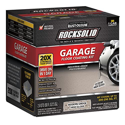 Rust-Oleum RockSolid Garage Floor Coating Kit, Modern Greige, 1 Car Kit - color: Modern Greige, size: 1 Car