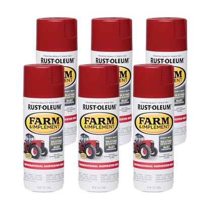 Rust-Oleum Farm & Implement Gloss International Harvester Red Spray Paint - color: International Harvester Red, size: 12 Ounce (Pack of 6)