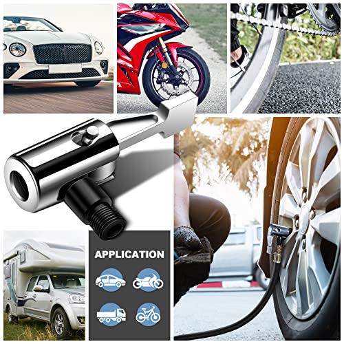 LUMITECO All Metal Lock On Air Chuck Tire Inflator Hose Adapter, Locking Tire Air Chuck with Standard Tire Valve Thread, No Air Leakage Tire Inflating Hose End for Portable Tire Pump/Air Compressor - size: Black Thread
