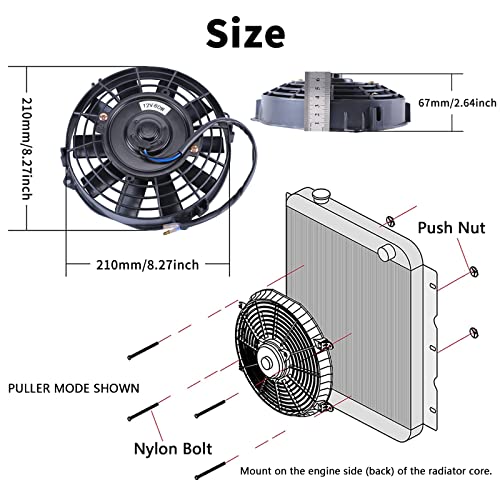 7''Inch Slim Fan Push Pull Electric Radiator Cooling Fan Black - color: Black, size: 7 Inch-2 Pieces