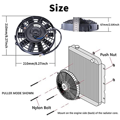 7''Inch Slim Fan Push Pull Electric Radiator Cooling Fan Black - color: Black, size: 7 Inch-2 Pieces