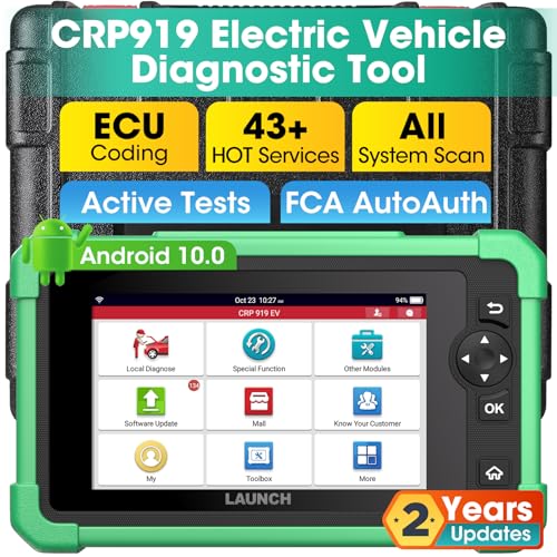 LAUNCH X431 CRP919 EV 2026 Bidirectional Scan Tool, for Electric Vehicles New Energy Cars, All-in-One Full System Diagnostic Scanner, 43+ Reset, ECU Coding, CANFD&DOIP, FCA AutoAuth, 2Yrs Free Update - color: Green, size: 7 inch