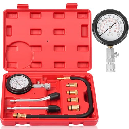 DAYUAN 6 Cylinder Diesel Injector Flow Meter Diagnostic Set Bundle with 8pcs Professional Petrol Engine Compression Tester Kit