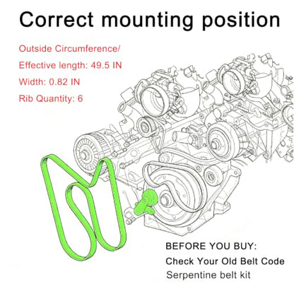 Engine Serpentine Belt Drive Kit with Tensioner, 6PK1255 EPDM Serpentine Belt and 39106, Compatible with Toyota Camry 2012-2017, RAV4 2009-2018, Scion tC 11-16 2.5L L4, Replacement for OE 16620-36010 - size: 6PK1255+39106