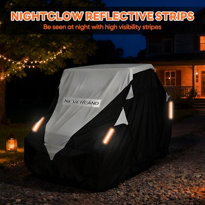 Neverland UTV Cover Waterproof 300D Heavy Duty 2-3 Seater/4-6 Seater 4 Door Side by Side Covers All Weather Protection Compatible with Polaris RZR Can-Am Maverick Defender Kawasaki - size: M: 126"Lx 65"Wx 73"H (Single row seat)