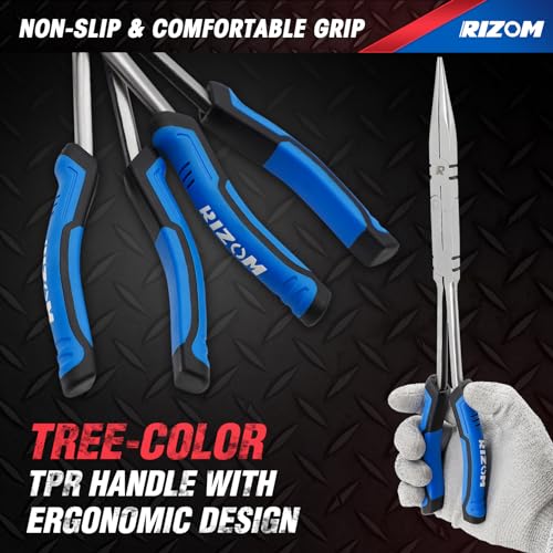 Rizom 3-Piece Long Needle Nose Pliers Set, 13'' Double Jointed Long Pliers - size: 3PCS