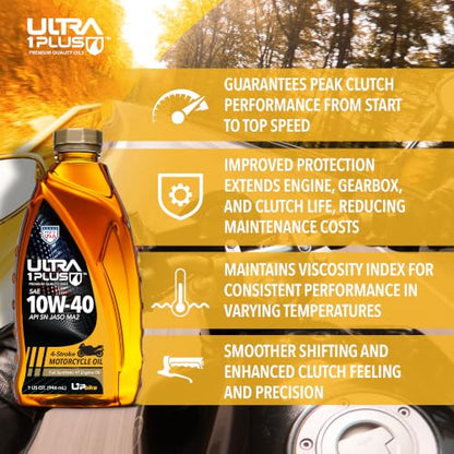 4T 10W-40 Full Synthetic Motorcycle Oil JASO MA2 API SN 3 Quarts - size: 3 Quarts