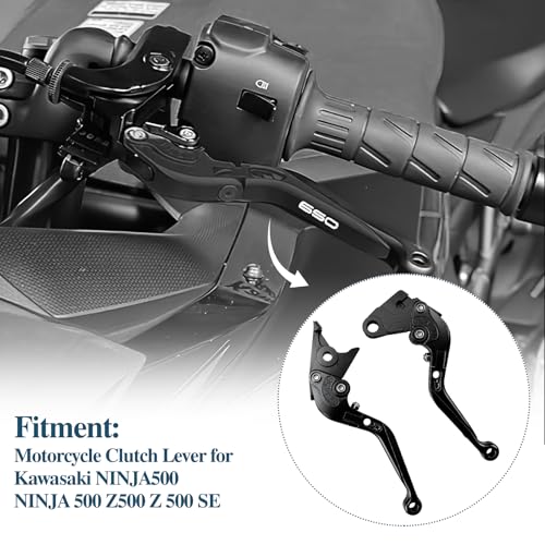 Motorcycle Brake and Clutch Lever Set Adjustable CNC Aluminum Replacement Clutch Levers for Kawasaki NINJA650 Ninja 650 EX650 2017-2024 2025 2026(Black) - color: Black