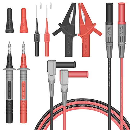 HANDSKIT Multimeter Test Leads, 4mm Banana Plug Leads with Alligator Clips