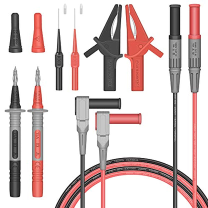 HANDSKIT Multimeter Test Leads, 4mm Banana Plug Leads with Alligator Clips