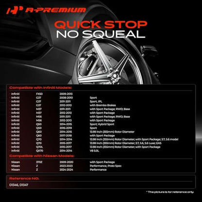 A-Premium Front and Rear Ceramic Brake Pads, 4-Pack