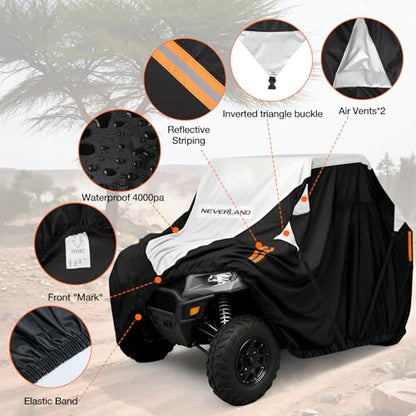 Neverland UTV Cover Waterproof 300D Heavy Duty 2-3 Seater/4-6 Seater 4 Door Side by Side Covers All Weather Protection Compatible with Polaris RZR Can-Am Maverick Defender Kawasaki - size: M: 126"Lx 65"Wx 73"H (Single row seat)