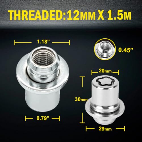00276-00900 Wheel Lock Lug Nut Set, 4 Anti-Theft Nuts & 20 M12x1.5