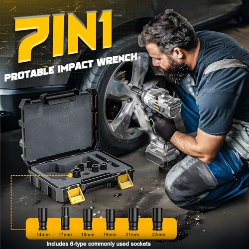 DIYtoolifz 1500Nm Cordless Impact Wrench 1/2" Compatible with Dewalt 20V - color: Grey & Black