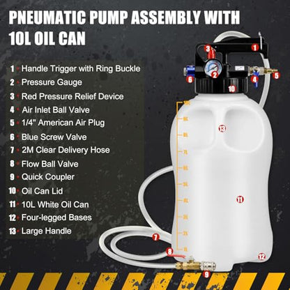 JIFETOR Transmission Fluid Pump Pneumatic Extractor and Dispenser Tool Kit - color: Blue & Black