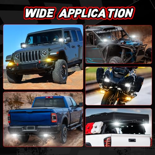 LED Pods Amber 3 Inch Off Road Driving Fog Pod Light Bar - color: White Amber