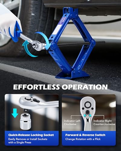 OMT 2 Ton Scissor Jack, 15pc Car Scissor Jack Kit, 4409 Lb. Portable Kit - style: Single Tooth