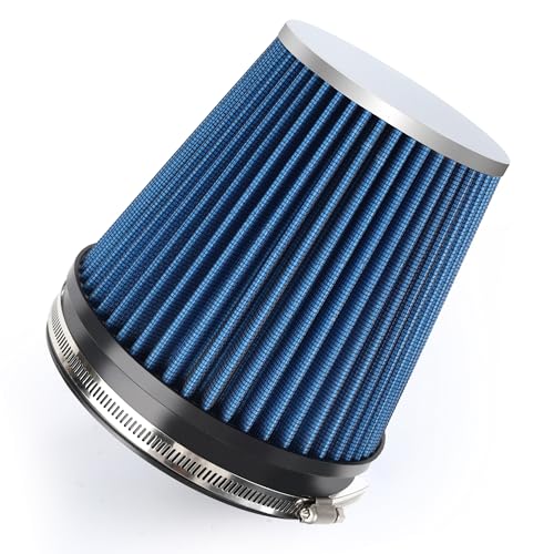 6" 152mm Cold Air Intake Filter Clamp-On Cone Filter Blue - color: Blue, size: 7 inches Tall