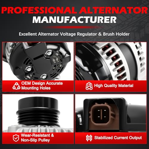11519 Alternator 100A 12V for Toyota for Camry 2010, for Camry 2011, 2.5L L4, High Output Alternator OE 11516, 11519, 1042102650, 270600V060, 270600V06084, 2706036050, 94168, AL3367X - size: 11519 | 100A