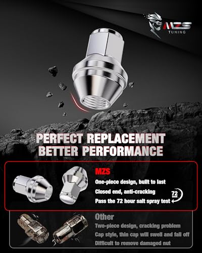 MZS M14x2 Lug Nuts for 01-14 F150 / 03-14 Expedition Navigator Chrome 24PC - size: M14x2.0-2.13" (54mm) Long