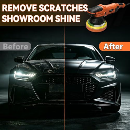 1200W 6" Rotary Buffer, 2500-6000RPM, Detach Handle, Car/Boat Sand & Wax - color: Orange & Black