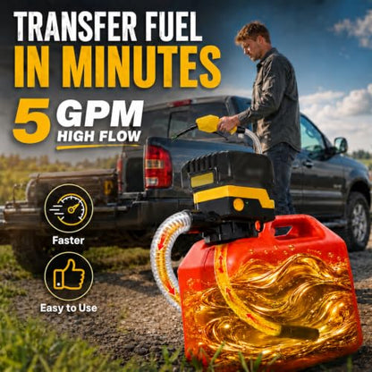 MISFANS Cordless Fuel Transfer Pump, Auto-Stop, Hand Trigger Nozzle - color: Yellow Black