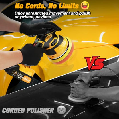 Cordless DA Polisher Kit with 2 x 4000mAh Batteries - color: Yellow-2x4.0a Batteries