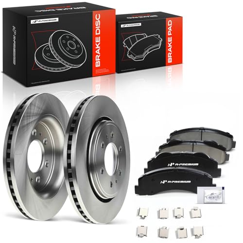 A-Premium 13.78 inch (350mm) Front Vented Brake Rotors and Ceramic Pads Kit - style: 2010-2020