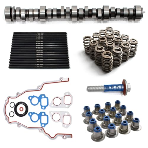 Replace Truck Camshaft Kit With Springs Pushrods Lifters Timing Gasket Set for 1997-2013 GM Chevrolet Gen 3/4 LS 4.8/5.3/5.7/6.0/6.2 V8 LSx Engine - color: With Timing Cover Gasket