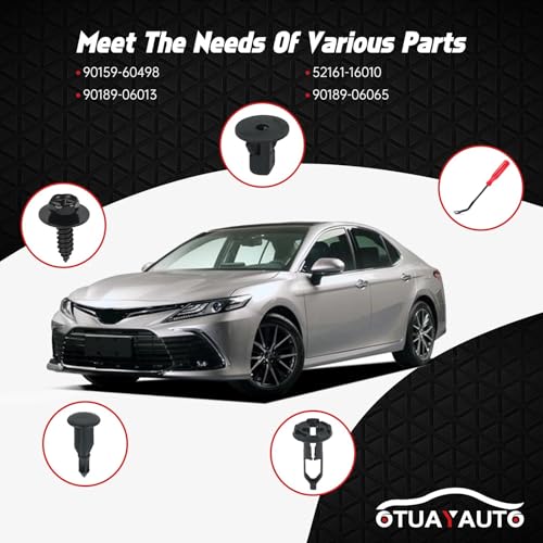 OTUAYAUTO 121PCS 4 in 1 Body Bumper Screw Bolts Fender Liner Clips - size: 120Pcs 4 Sizes Clips with 1 Remover for Toyota