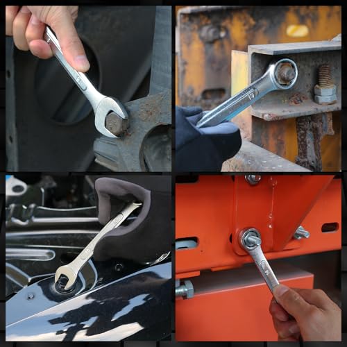 SWANLAKE GARDEN TOOLS 26-Piece Combination Wrench Set with Roll-up Pouch, SAE 1/4” - 1”, Metric 8mm - 24mm, Perfect for General Household, Garage, Auto Repairs and Travel Emergency - color: 26-piece Metric&sae Green