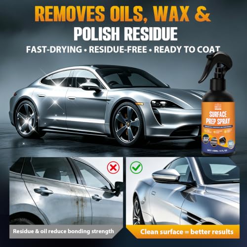 Surface Prep Spray Automotive Wax and Grease Remover, Paint Prep Cleaner for Ceramic Coating Prep Cleaner, Auto Paint Surface Prep, Removes Oil, Wax & Silicone, Plastic Degreaser Spray, 5 fl oz
