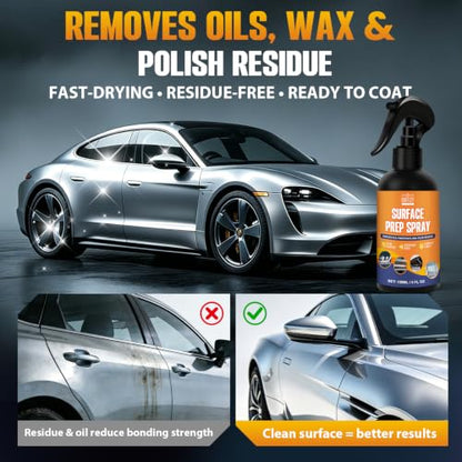 Surface Prep Spray Automotive Wax and Grease Remover, Paint Prep Cleaner for Ceramic Coating Prep Cleaner, Auto Paint Surface Prep, Removes Oil, Wax & Silicone, Plastic Degreaser Spray, 5 fl oz