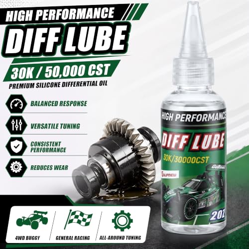 2 OZ RC Differential Oil 30K CST, Silicone RC Diff Fluid for Sealed Differentials, High Viscosity Car Differential Oil for Lubricating R/C Cars & Trucks, Radio Controlled Electric Vehicles - color: Green, style: 30K