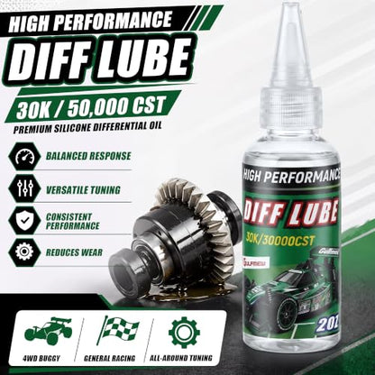 2 OZ RC Differential Oil 30K CST, Silicone RC Diff Fluid for Sealed Differentials, High Viscosity Car Differential Oil for Lubricating R/C Cars & Trucks, Radio Controlled Electric Vehicles - color: Green, style: 30K