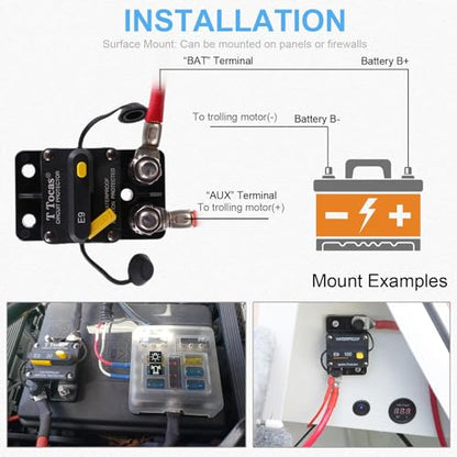 E9 3/8" Studs 50A Amp Circuit Breaker w/Manual Reset 12V-72VDC UL - color: 3/8" Studs Mount, size: 50A