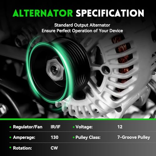 11256N Alternator Replacement for 2007-2019 Nissan Armada Frontier Pathfinder Titan Xterra 5.6L V8 4.0L V6, 2008-2010 Infiniti QX56, 2009-2012 Equator, 23100-ZH00A 23100-ZH00B TG15C113 - size: 11256N