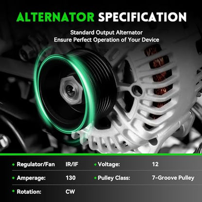 11256N Alternator Replacement for 2007-2019 Nissan Armada Frontier Pathfinder Titan Xterra 5.6L V8 4.0L V6, 2008-2010 Infiniti QX56, 2009-2012 Equator, 23100-ZH00A 23100-ZH00B TG15C113 - size: 11256N