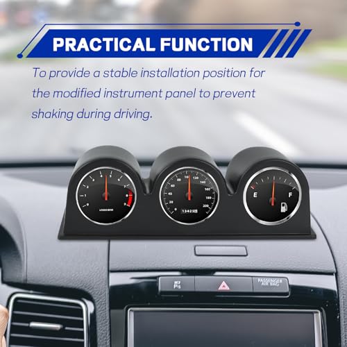 wuyaoyao Universal 2" 52mm Triple Hole Dash Gauge Pod Holder, Black - color: Black, size: 3-Hole