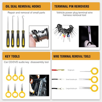 GOOACC 238Pcs Trim Removal Tool Auto Push Pin Bumper Retainer Clip Set - color: 120Pcs Clips + 118 Remover Yellow