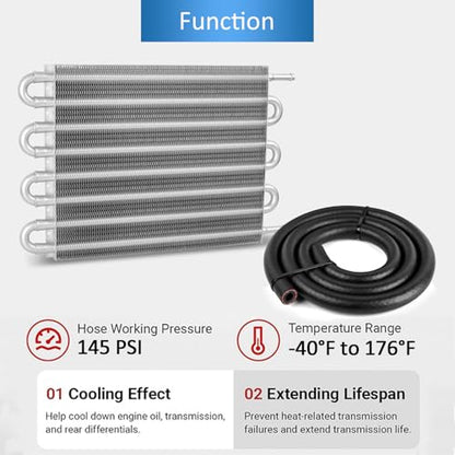 8 Pass Transmission Cooler Kit, Universal 5/16" Tube and Fin