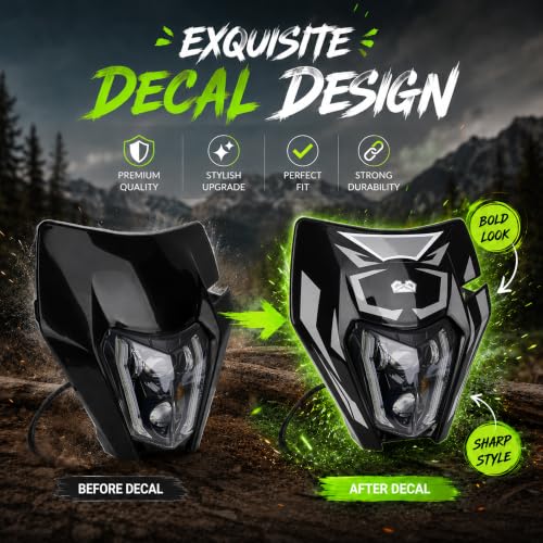 DOT Dirt Bike Headlight LED With Turn Signals and Graphics Sticker-Black - color: Black with Sticker, size: With Turn Signals